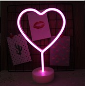 Resim Springsun Pembe Kalp Şekilli Led Gece Lambası - Usb Ve Pil İle Çift Enerjili Dekoratif Aydınlatma 