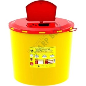 Resim 10 Adet 10 Litrelik Turuncu Tıbbi Atık Kovası Seti 