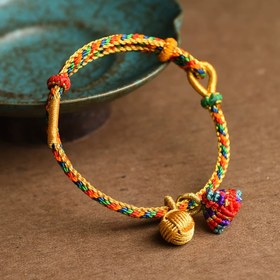 Resim 1 Adet El Yapımı Bohemian Örgü Bileklik - Renkli Boncuklu, Altın Tonu Ara Parçalar ve Püskül Detaylı, Kadınlar İçin Günlük Kullanım veya Hediye, Şık Bilezik 