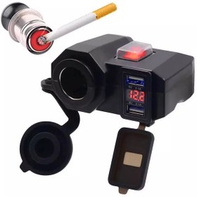 Resim Motosiklet Usb Şarj Voltmetre Çakmaklık 