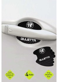 Resim Alfa Romeo Giulietta İçin Karbon Çizik Önleyici Özel Tasarım Şık Kapı İçi Folyo Seti Giulietta Yazılı 4 Adet 