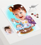 Resim Kişiye Özel Bebek Doğum Günü Karikatür 240 Parça A3 Puzzle - 2 