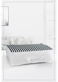 Resim 5'li Set Düzenleyici Yorgan Hurcu Lacivert Çizgili 53x44x20 Lacivert 