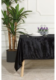 Resim Elart Kadife Masa Örtüsü Dikdörtgen 150x220 Cm Siyah Siyah 
