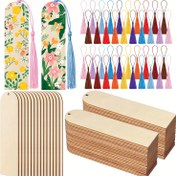 Resim 60 adet Bitmemiş Ahşap Boş Yer İşaretleri DIY Ahşap El Sanatları Yer İşaretleri Ahşap Lazer Kesim Ahşap Askılar Ahşap Kare Etiketler (30 Yer İşareti 30 Püskül) Püskül Rengi Rastgele 