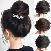 Resim Şık Dağınık Topuz Saç Parçası - Kadınlar için Sentetik Chignon At Kuyruğu Uzatma, Çok Yönlü Dağınık Topuz Scrunchie, Tüm Durumlar İçin Mükemmel 