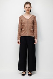 Resim Desen Kadın Ceket 26YDSN26360 - Mocha / XL 