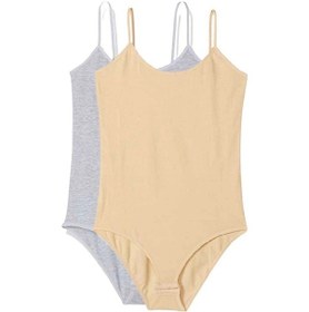 Resim 2 Adet İp Askılı Kadın Çıtçıtlı Body Gri Ve Ten Çok Renkli 