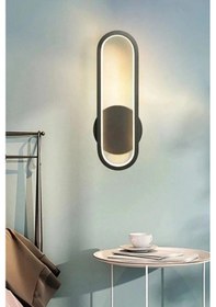 Resim Londra Modern Tasarım Ledli Aplik Banyo Mutfak Salon Led Duvar Aplik Siyah 