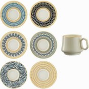 Resim Sandro Moreno 1453 Şangay Gemoetrik Gold 12 Parça 6 Kişilik Kahve Fincan Takımı 90 ml 