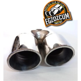 Resim 76 Mm. Tam Krom Paslanmaz Çiftli, Sağ Egzoz Eksoz Ucu. 