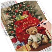 Resim 5d Dıy Elmas Boyama Ayı Tam Kare Elmas Nakış Hayvan Kiti Noel Süslemeleri Duvar Sanatı Tam Kare 20x30cm 