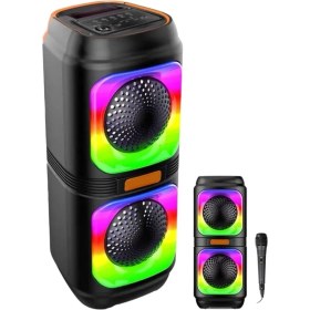 Resim Blic Bls-48 Akıllı Taşınabilir Bluetooth Extra Bas Hoparlör Disko Işıklı Ses Sistemi Mikrofo 