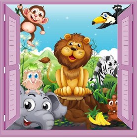 Resim Çocuk Odası Bebek Odası Pencere Poster Duvar Kağıdı Hayvanlar Alemi 