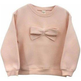 Resim Kız Çocuk Fiyonklu İçi Şardonlu 3 İplik Sweatshirt-15057 SOMON 