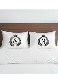 Resim Bk Gift Kişiye Özel Baş Harfli Pamuklu 2 Li Yastık Kılıfı Seti-1 50x70cm , Sevgiliye , Ev si, Tasarım Ev Tekstili 