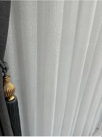 Resim Noktalı Desen Tül 1 3 Sık Pileli Boru Pile Kırışmaz Ütü İstemez Ağır Gramajlı,Beyaz 350 X 250 