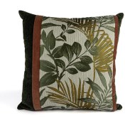 Resim Mikasa Moor MK01.053478 Olive Yeşil Yapraklı Pembe Biyeli Yastık Kırlent 50cm 