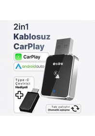 Resim S-lınk Sl-car01, 2in1 Android Ve Apple Cihazlar, Kablosuz Android Auto Ve Carplay Adaptörü 