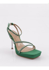 Resim Dgn 1278 Kadin Taş İp Detayli Topuklu Ayakkabi 1278-2370-R12562 Yeşil 