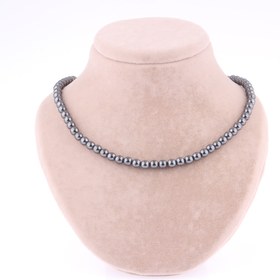 Resim OSMANLI DEĞERLİ TAŞ Sertifikalı Hematit Doğal Taş Düğümsüz Kolye 6 Mm - M396 