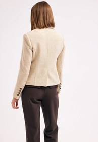 Resim Bej Balıksırtı Desenli Blazer Ceket - 40 / Bej 