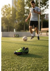 Resim Walked Siyah Sarı Çorapsız Dişli Halı Saha Krampon Futbol Ayakkabısı Siyah 