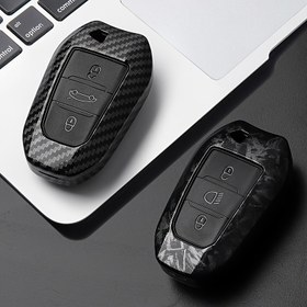 Resim ABS Karbon Fiber Araba Anahtar Kılıfı Kapak Peugeot 308 408 508 3008 4008 5008 ve Citroen C4 C6 C3-XR Araç Aksesuarları 