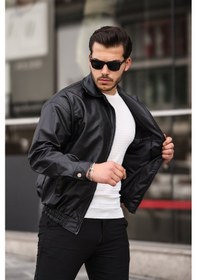 Resim Mero Life Streetwear Siyah Oversize Rahat Kesim Deri Ceket Siyah 