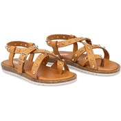 Resim Elit Oriana Kadın Hakiki Deri Düz Sandalet Taba Taba 