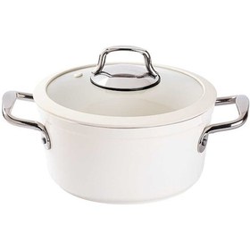 Resim Tantitoni Deluxe Krem Seramik 3 Parça Tencere Seti Krem 