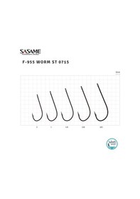 Resim Sasame F-955 Worm Tırnaklı Halkalı Iğne 1/0 (6Ad) Siyah 