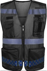 Resim MOTOANL Motosiklet Reflektörlü Yelek Polyester Kumaş Çok Fonksiyonlu Cepler Motor Yelek Siyah 