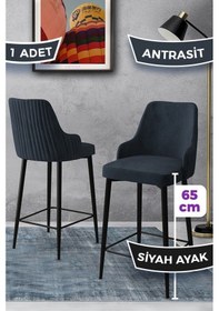 Resim Canisa Concept Tera Serisi 1 Adet 65 Cm Antrasit Ada Mutfak Bar Sandalyesi Babyface Kumaşsiyah Metal Ayaklı Sandalyeler Antrasit Ayaklar Siyah 