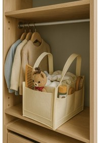 Resim Yunusoğlu Home Krem Kalın Keçe Anne Bebek Bakım Çantası Yenidoğan İçin Organizer Düzenleyici Krem 