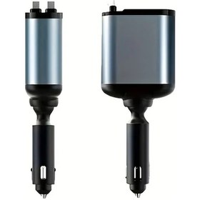 Resim Cordial 120w Siyah Hızlı Geri Çekilebilir Araç Şarj Cihazı 2 Usb Type-c Kablolu Evrensel Fiş Pil Gerekmez 13.8v Çıkış Kompakt Şarj Cihazı 