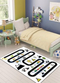 Resim Trafik Yollu Oyun Halısı Dekhera C6100 - 100X300 / Dot Taban 