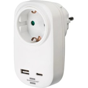 Resim Brennenstuhl Premium Serisi Tek Soketli 18W Hızlı Şarj Özellikli 1 Typ-C + 1 Usb' Li Şarj Korumalı Priz 