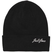 Resim Jack & Jones Erkek Jacburnaby Yazı Detaylı Bere 12280403 Siyah Siyah 