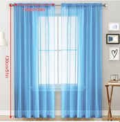 Resim Vkemall Mavi Tül Perde Seti 2 Adet - 100x130 Cm - Hafif Ve Şeffaf - Ev Dekorasyonu 
