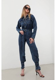Resim Kadın Oversize Jean Tulum Koyu Mavi 001 