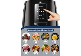 Resim KORKMAZ 4l Yağsız Fritöz -dokunmatik Ekran- / -8 Programlı- 