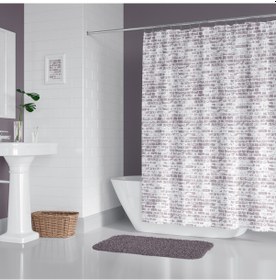 Resim Kahverengi Banyo Perdesi-Halkalı Su Geçirmez Duş Perdesi 180x200 C Halkalı Polyester Kumaş Duş Perde 