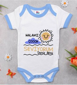 Resim Bitmeyenkartus Bk Kids Kişiye Özel Mavi Bebek Body Zıbın - Model 95 Çok Renkli 