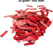 Resim Kırmızı 15 x 5 mm Dantel Oya Yazma Halhal Abiye Lazer Kesim Pul 600 Adet / 24 Gram 