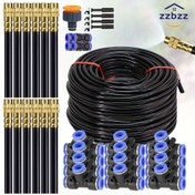 Resim 15m-10m DIY Esnek Sprey Kiti, Bahçe Sis Sulama için 8mm Hortum ile, Avrupa ve Amerika için Evrensel Bağlantı Konu Düzenleri 