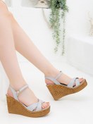 Resim SOFT FASHION Kadın Gri Dolgu Topuklu Çapraz Sandalet - 10 Cm - Yazlık 