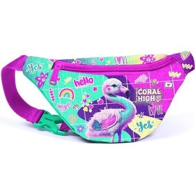 Resim Coral High Pembe Su Yeşili Flamingo Baskılı Kız Çocuk Bel Çantası Çok Renkli 