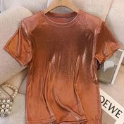 Resim Şık Özel Çizgili Düz Renk Yuvarlak Yaka Tişört - Canlı Kırmızı, %95 Polyester %5 Elastan Karışımı, Orta Esneklik, Makinede Yıkanabilir, İlkbahar/Yaz Günlük & Resmi Giyim 
