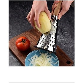 Resim Çelik Lüks Paslanmaz Çelik Konik Rende Bambu Saplı Royaleks-rnd03 Çok Renkli 